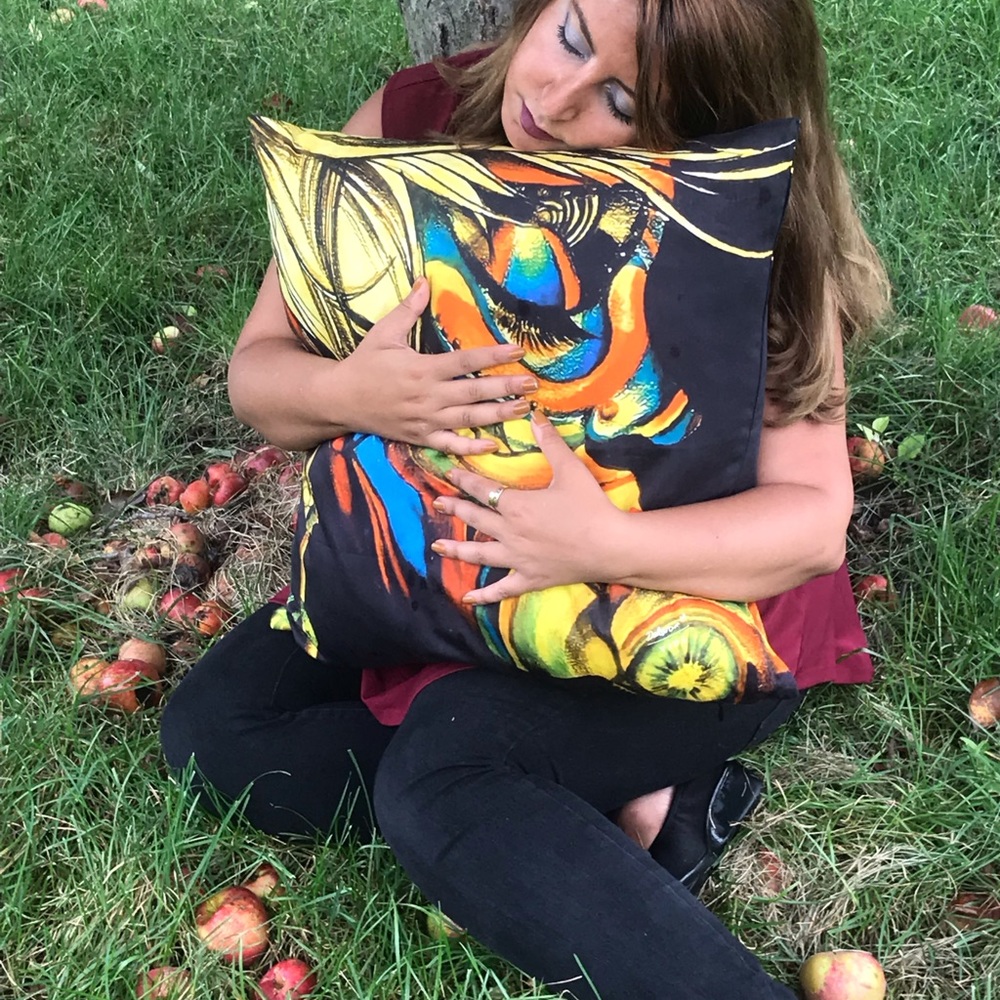 I Dream In Color Hand Painted Decorative Pillow - Picture 3 of 3